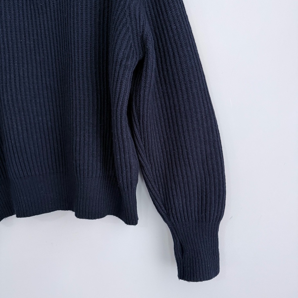 Dunst Half Zip Ribbed Wool Sweater Navy S Chunky Knit Minimalist Quiet Luxury - Picture 12 of 16